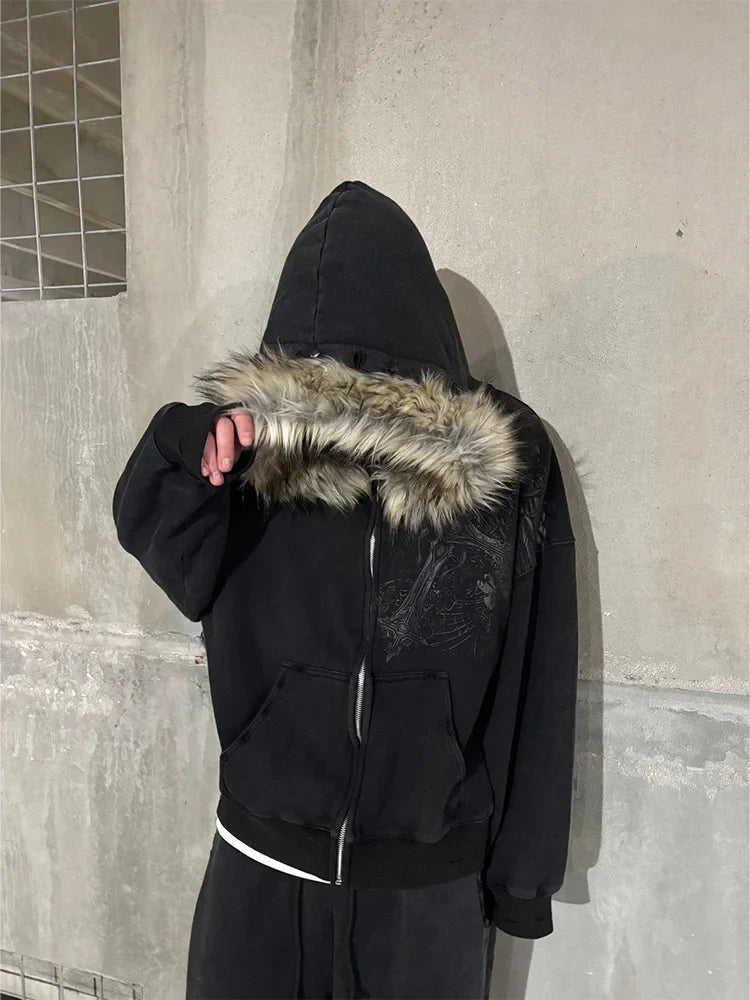 Y2K Faux Fur Hoodies