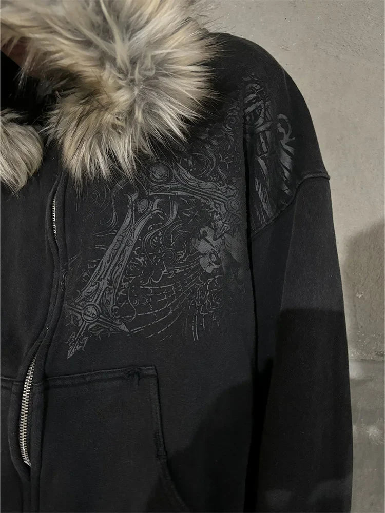 Y2K Faux Fur Hoodies