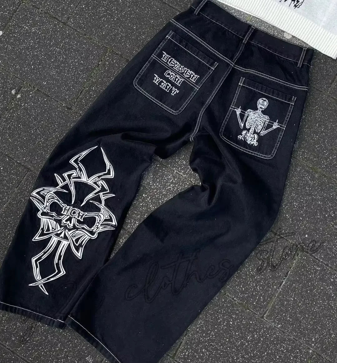 Trendy Skull Loose Jeans
